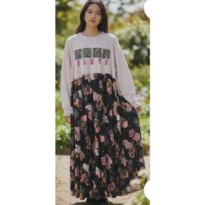 Pink Floyd Upcycled Graphic Sweatshirt Maxi Skirt Dress